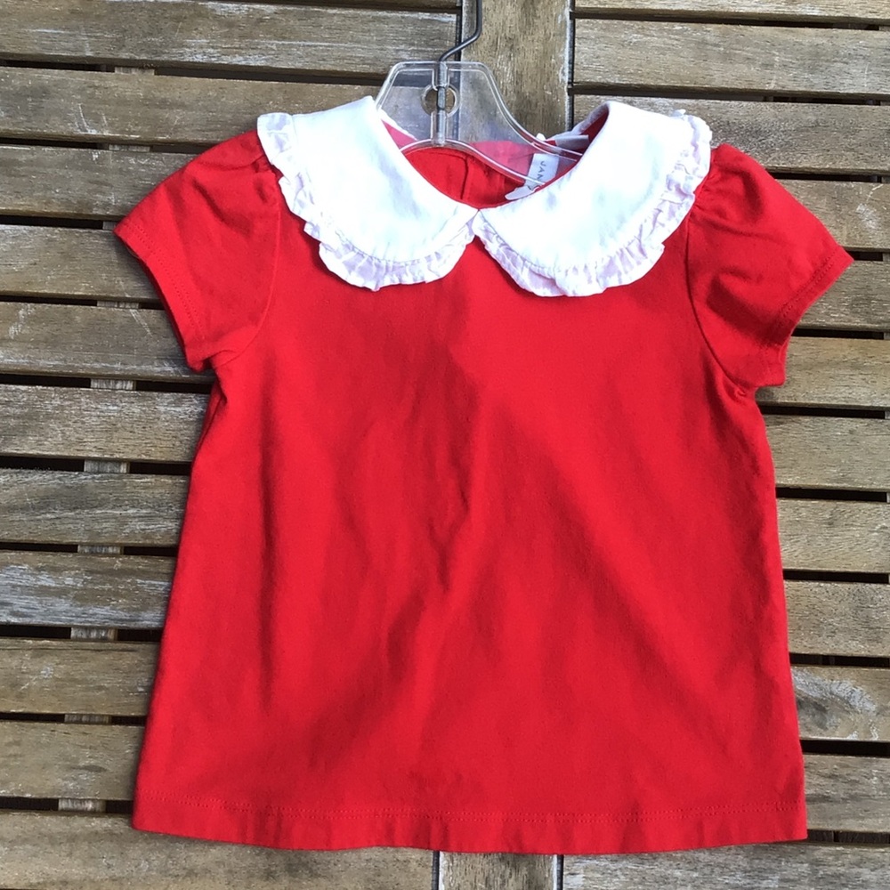 Janie and Jack Red Short-Sleeve Top Ruffled collar 3
